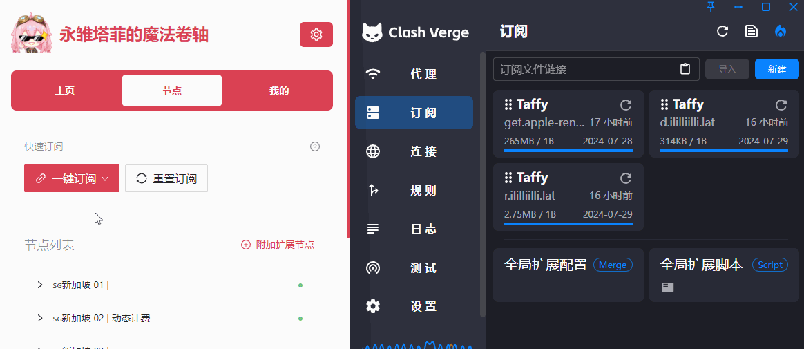 Clash Verge 导入订阅操作演示